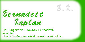 bernadett kaplan business card